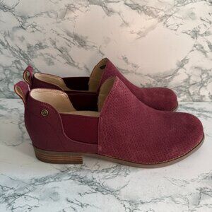 Spenco Women 11 Wolf Ridge Shoe Ankle Slip On Suede Maroon Comfort Casual Heel